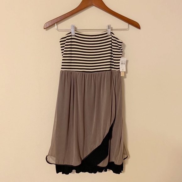 HYPE  Striped Strapless Empire Mesh Bowie Mini Dress - Picture 1 of 11